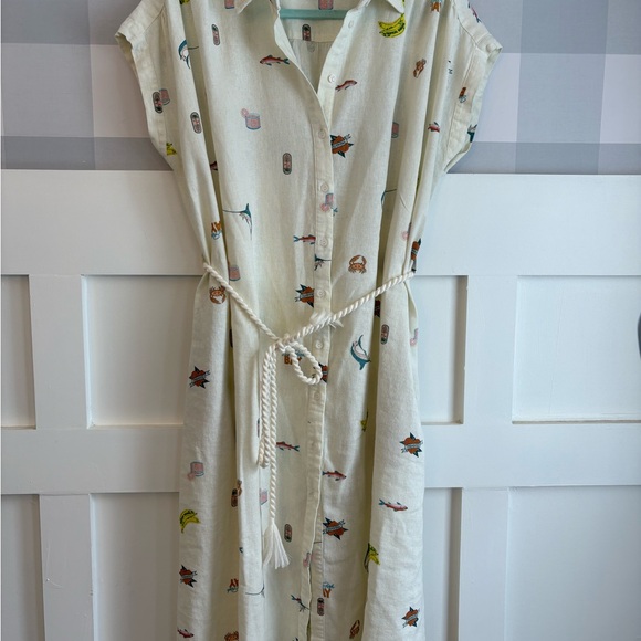 Joie Cream Dress with Nautical Accents and Rope Belt Size Large - Picture 4 of 8